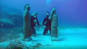 Затопленные скульптуры в бухте , Пляж Ломбарди, Протарас, Кипр